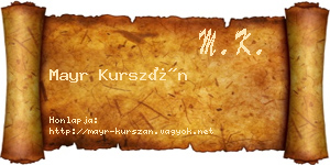 Mayr Kurszán névjegykártya